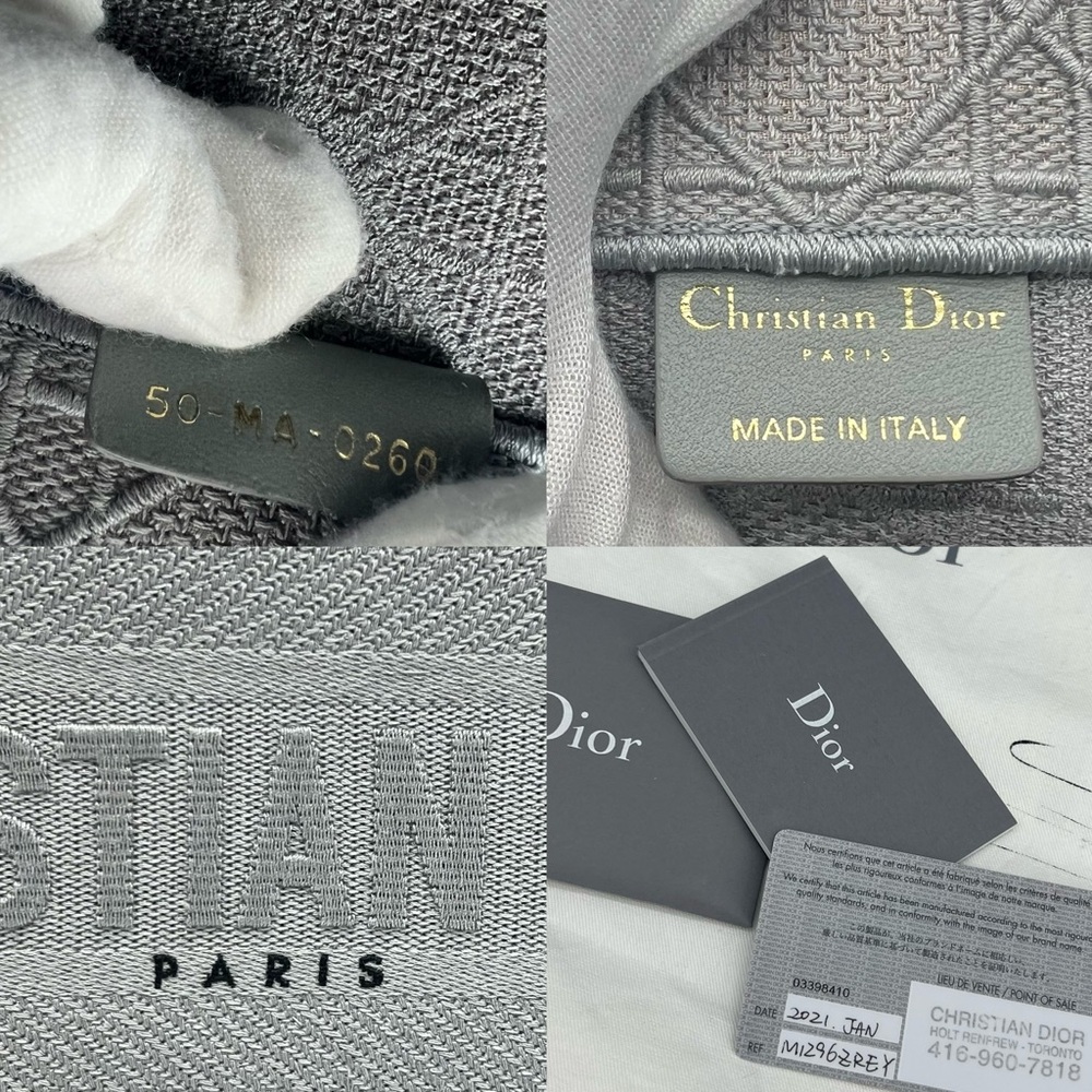 Authentic NEW Christian Dior Embroidered Cannage canvas grey medium book tote - Picture 15 of 16